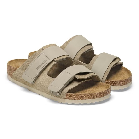 Birkenstock Uji Nubuck-Suede Leather Sandals  - Taupe, Size 39 (8-8.5) - Picture 1 of 6